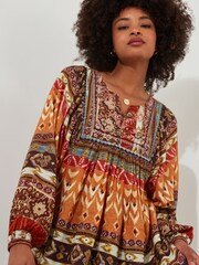 Joe Browns Orange Boho Beaded Balloon Sleeve Blouse - Image 2 of 6