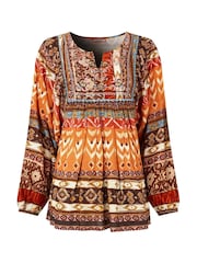 Joe Browns Orange Boho Beaded Balloon Sleeve Blouse - Image 6 of 6