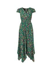 Joe Browns Green Bright Paisley Mock Wrap V-Neck Dip Hem Maxi Dress - Image 7 of 7