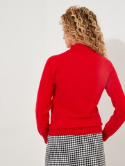 Joe Browns Red Slim Fit Lightweight Knit Button Detail Funnel Neck Jumper - Image 5 of 6