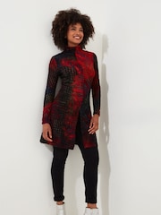 Joe Browns Red Burn Out Turtleneck Long Sleeve Jersey Tunic Top - Image 2 of 6