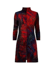 Joe Browns Red Burn Out Turtleneck Long Sleeve Jersey Tunic Top - Image 5 of 6