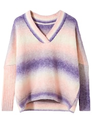 Joe Browns Oversized Sloe Joes Super Soft Ombre V-Neck Jumper - Imagen 7 de 9
