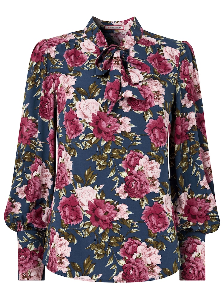 Joe Browns Blue Statement Floral Print Pussybow Blouse - Image 6 of 6
