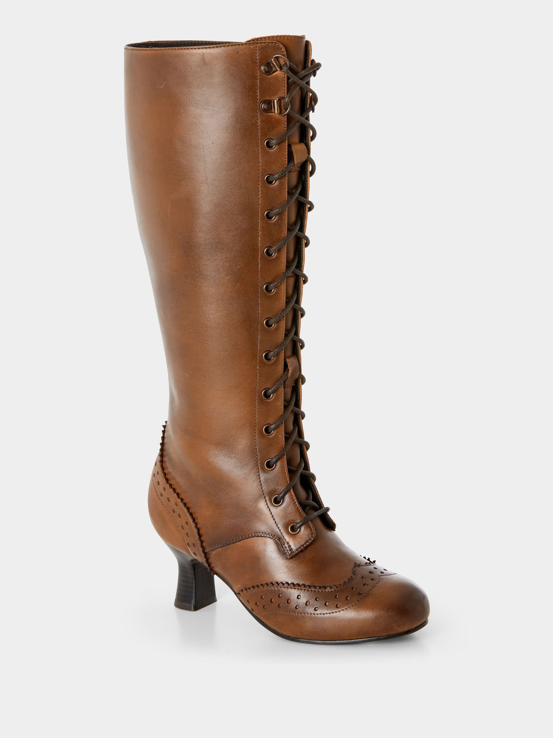 Buy Joe Browns Brown Brogue Detail Leather Lace Up Long Knee High