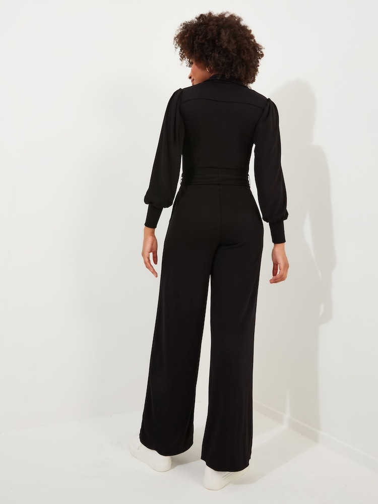 Joe Browns Black Collared Zip Front Straight Leg Jersey Jumpsuit - Image 2 of 5