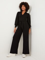 Joe Browns Black Collared Zip Front Straight Leg Jersey Jumpsuit - Image 3 of 5