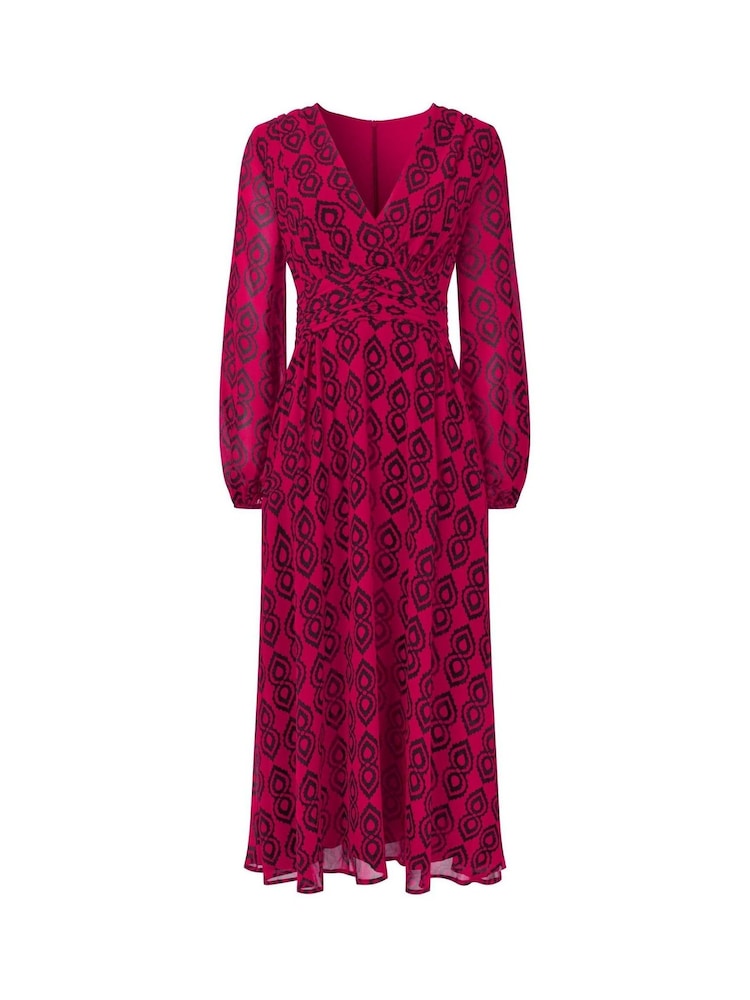 Joe Browns Pink Bold V-Neck Geometric Print Midi Dress - Image 5 of 6