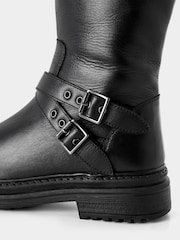 Joe Browns Black Edgy Tall Leather Biker Boots - Image 4 of 5