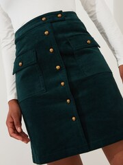 Joe Browns Green Button Front Stretch Cord A-Line Skirt - Image 4 of 5