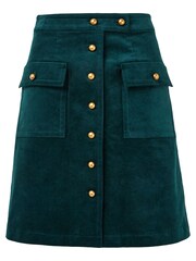 Joe Browns Green Button Front Stretch Cord A-Line Skirt - Image 5 of 5