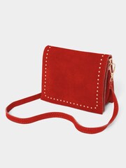 Joe Browns Red Studded Cross-Body Flap Front Suede Mini Bag - Image 2 of 4