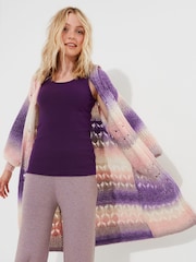 Joe Browns Natural Sloe Joes Cosy Ombre Pointelle Longline Cardigan - Image 3 of 9