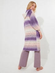 Joe Browns Natural Sloe Joes Cosy Ombre Pointelle Longline Cardigan - Image 4 of 9