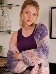 Joe Browns Natural Sloe Joes Cosy Ombre Pointelle Longline Cardigan - Image 6 of 9