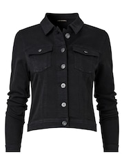 Joe Browns Black Boutique Embellished Wing Detail Distressed Stretch Denim Jacket - Image 5 of 7