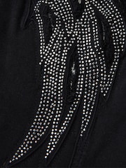 Joe Browns Black Boutique Embellished Wing Detail Distressed Stretch Denim Jacket - Image 6 of 7