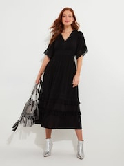 Joe Browns Black Flattering Boho Lace High Low Hem Dress - Image 1 of 5