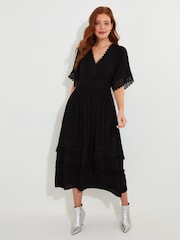 Joe Browns Black Flattering Boho Lace High Low Hem Dress - Image 2 of 5
