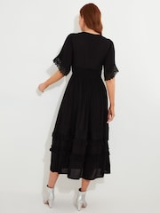 Joe Browns Black Flattering Boho Lace High Low Hem Dress - Image 4 of 5