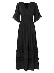 Joe Browns Black Flattering Boho Lace High Low Hem Dress - Image 5 of 5