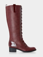 Joe Browns Red Long Lace Up Riding Boots - Image 1 of 4