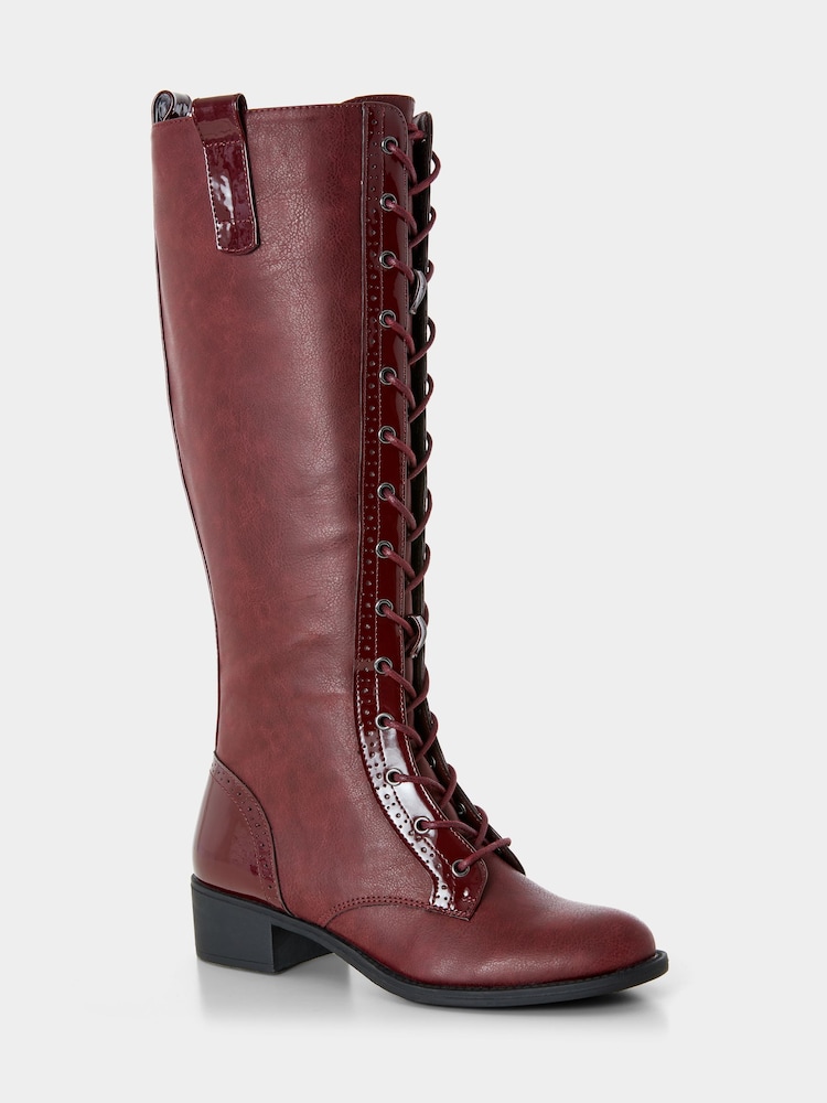 Joe Browns Red Long Lace Up Riding Boots - Image 2 of 4
