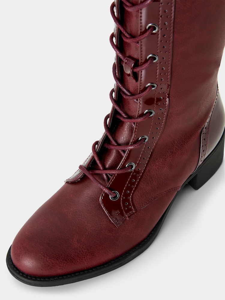 Joe Browns Red Long Lace Up Riding Boots - Image 4 of 4