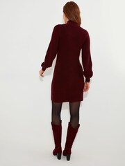 Joe Browns Red Cosy Chunky Cable Knit Balloon Sleeve Jumper Dress - Image 4 of 7