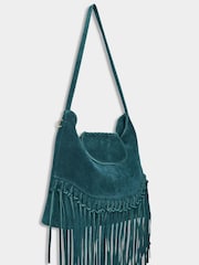 Joe Browns Green Boho Tassel Trim Winter Premium Suede Shoulder Bag - Image 2 of 3