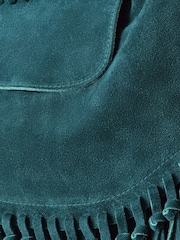 Joe Browns Green Boho Tassel Trim Winter Premium Suede Shoulder Bag - Image 3 of 3