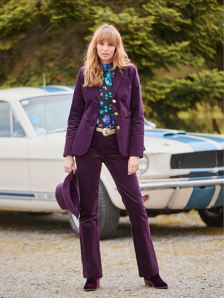 Joe Browns Purple Stitch Detail Moleskin Velvet Jacket - Image 6 of 10