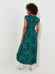Joe Browns Green Paisley Print Tie Waist V-Neck High Low Maxi Dress - Image 4 of 6