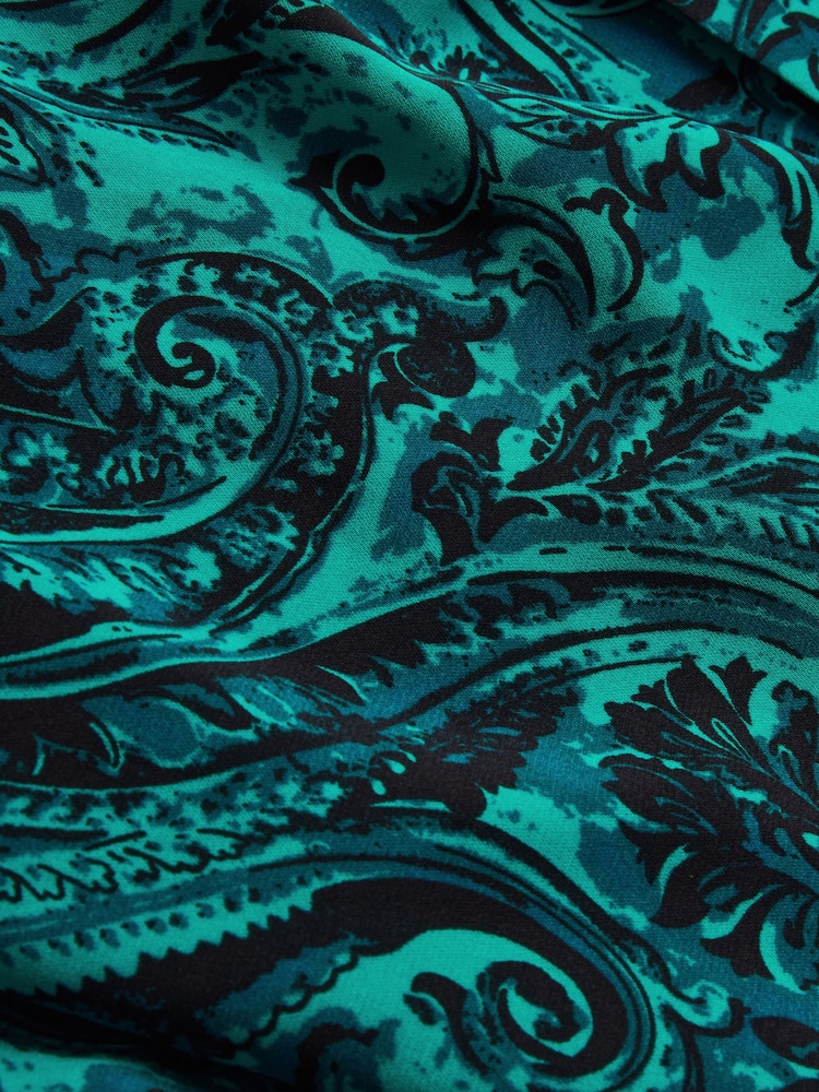 Joe Browns Green Paisley Print Tie Waist V-Neck High Low Maxi Dress - Image 6 of 6