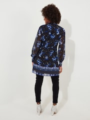 Joe Browns Blue Mini Mystical Sheer Sleeve Button Through Tunic Dress - Image 4 of 7