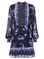 Joe Browns Blue Mini Mystical Sheer Sleeve Button Through Tunic Dress - Image 7 of 7