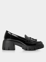 Joe Browns Black Tassel Trim Patent Chunky Loafers - Image 2 of 5