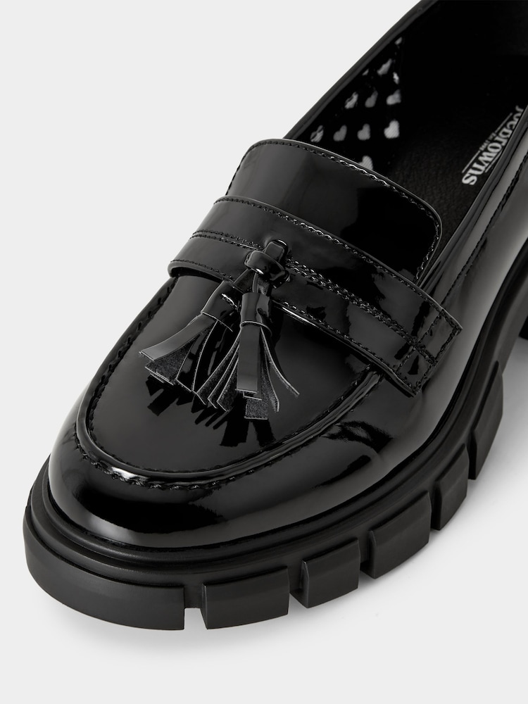Joe Browns Black Tassel Trim Patent Chunky Loafers - Image 5 of 5