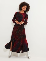 Joe Browns Textured Devore Cravată Waist Balloon Sleeve Rochie lungă - Image 2 of 7