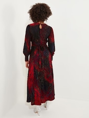 Joe Browns Textured Devore Cravată Waist Balloon Sleeve Rochie lungă - Image 4 of 7