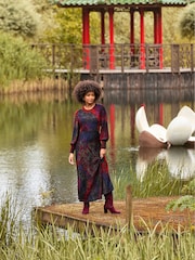 Joe Browns Textured Devore Cravată Waist Balloon Sleeve Rochie lungă - Image 6 of 7