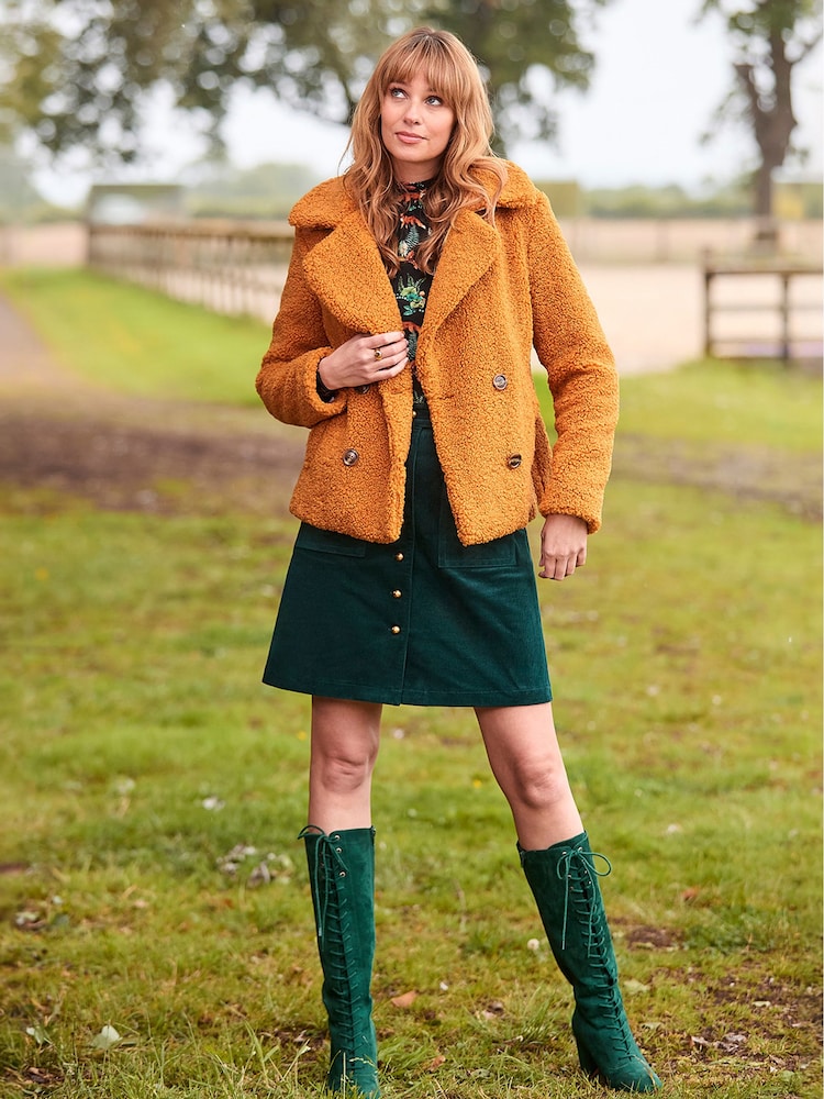 Joe Browns Yellow Cosy Cropped Teddy Coat - Image 1 of 7