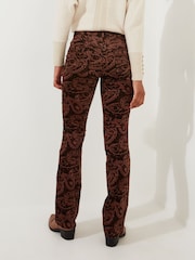 Joe Browns Brown Paisley Velvet Moleskin Flared Trousers - Image 4 of 6