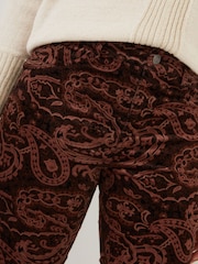 Joe Browns Brown Paisley Velvet Moleskin Flared Trousers - Image 5 of 6