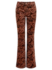 Joe Browns Brown Paisley Velvet Moleskin Flared Trousers - Image 6 of 6