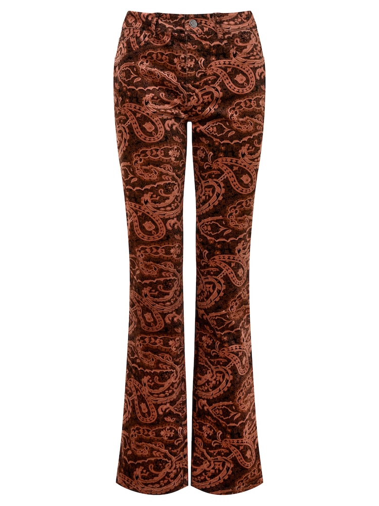 Joe Browns Brown Paisley Velvet Moleskin Flared Trousers - Image 6 of 6
