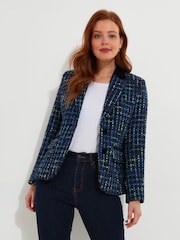 Joe Browns Blue Textured Tweed Co-Ord Jacket - Image 2 of 7