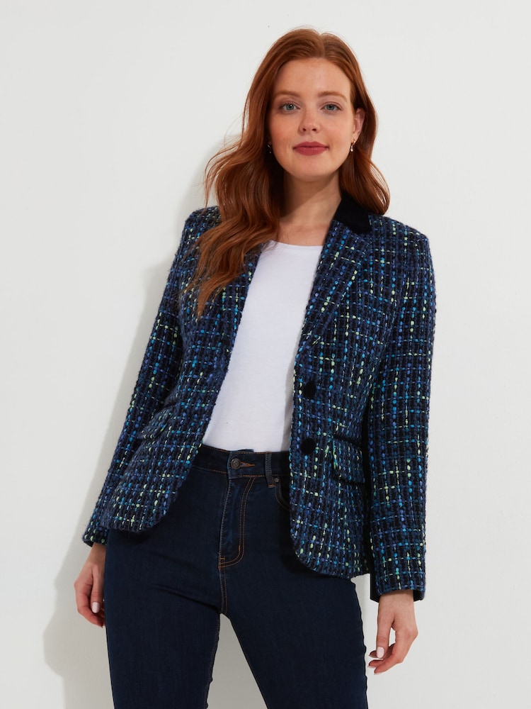 Joe Browns Blue Textured Tweed Co-Ord Jacket - Image 2 of 7