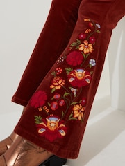 Joe Browns Orange Floral Embroidered Kick Flare Stretch Cord Trousers - Image 3 of 7