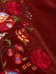 Joe Browns Orange Floral Embroidered Kick Flare Stretch Cord Trousers - Image 7 of 7